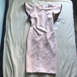 Calvin Klein soft pale pink dress with flowing bell sleeves Size 2 ( see pics)